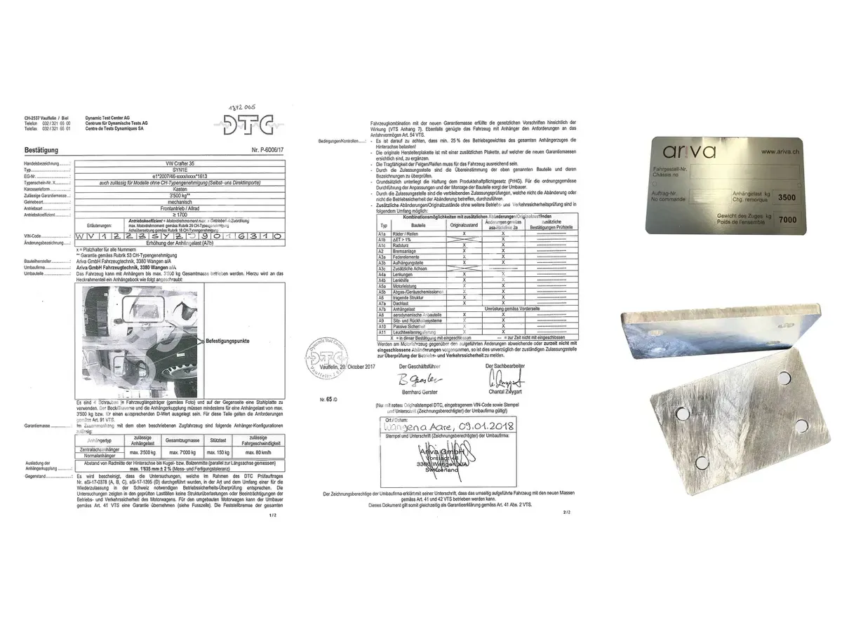 DTC-Gutachten für 3500 kg Anhängelast - VW Crafter & MAN TGE, 2017-